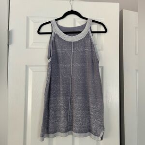 525 America Linen Cotton Blue Sleeveless Sweater with White Trim Sz L